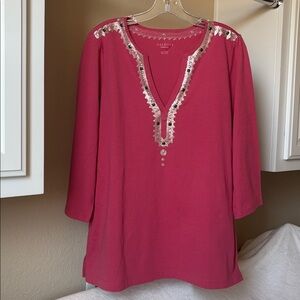 Talbots Pink Embroidered Tunic